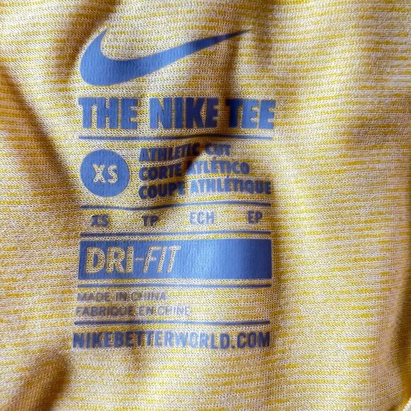 Nike Women's The Nike Tee Yellow White Stripes‎ Size XS - Picture 4 of 4
